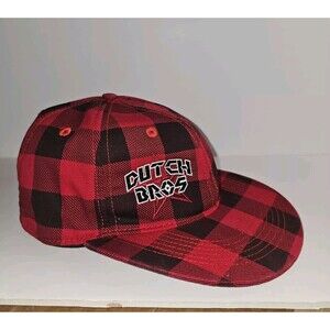 Dutch Bros Baseball Hat Buffalo Plaid Fitted Eed And Black Mens Cap Fast Ship
